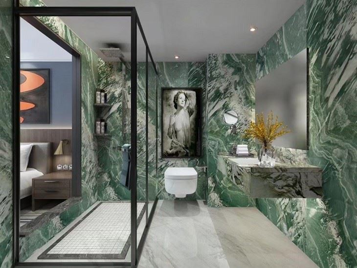 green quartzite bathroom
