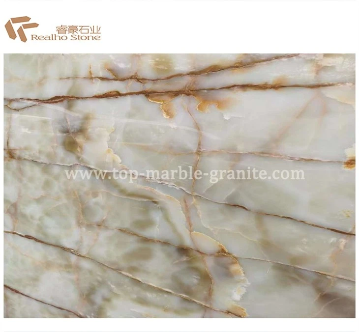 Green Iran onyx marble stone slab