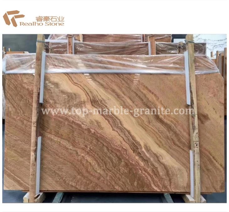 Cross Cut Wooden Vein Yellow Marble Slabs
