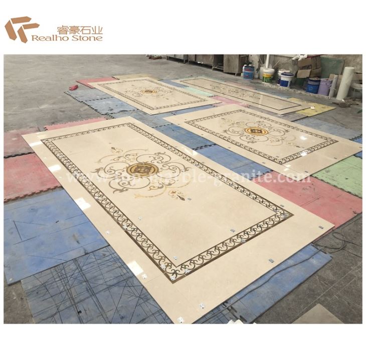 water jet marble floor medallion