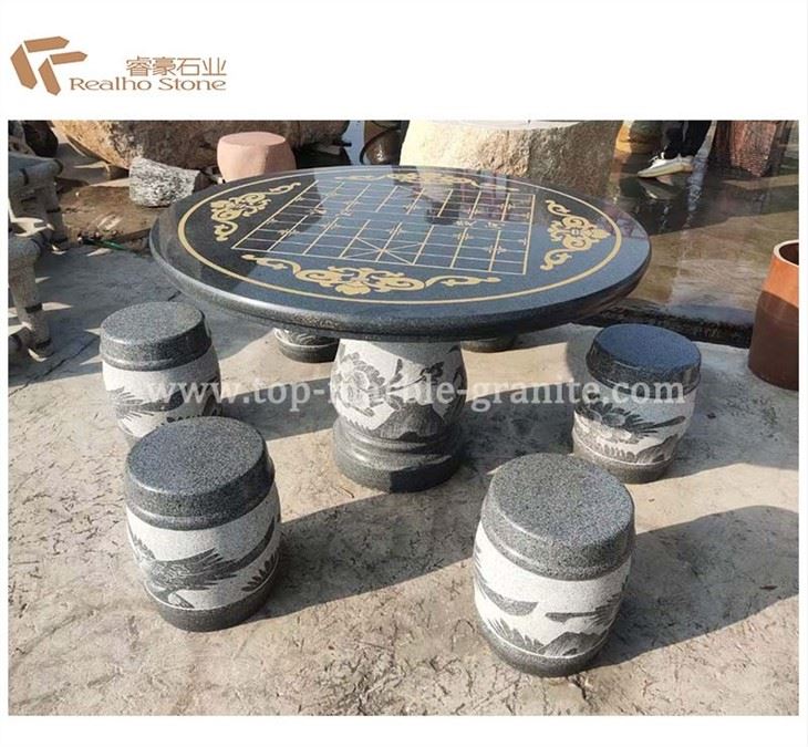 Black granite table and chairs